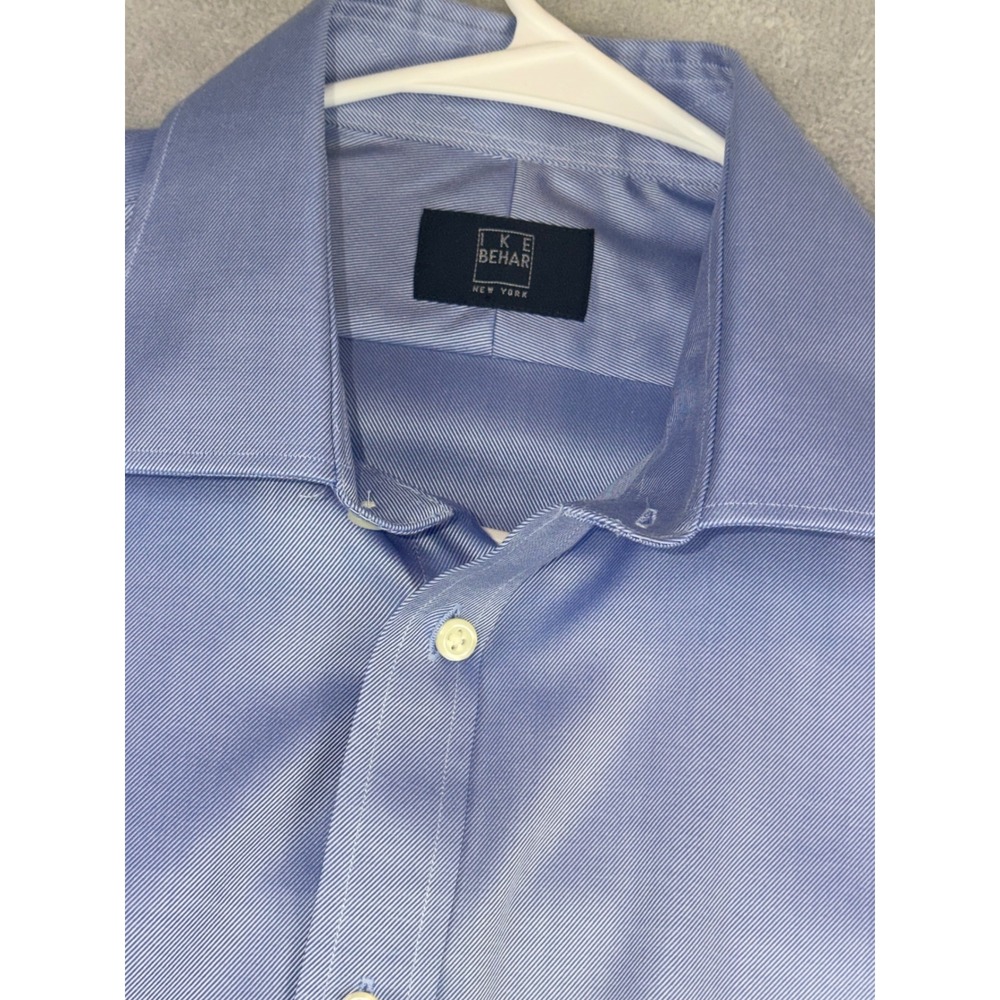 Ike Behar New York Mens 16.5X34 Light Blue Twill Cotton French Cuff Dress Shirt